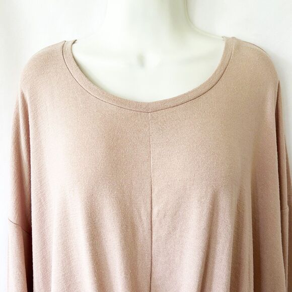 NWT Stylus Twist-Hem Long-Sleeve (XXL) Knit Tunic Top in Winter Rose Pink - Picture 2 of 9